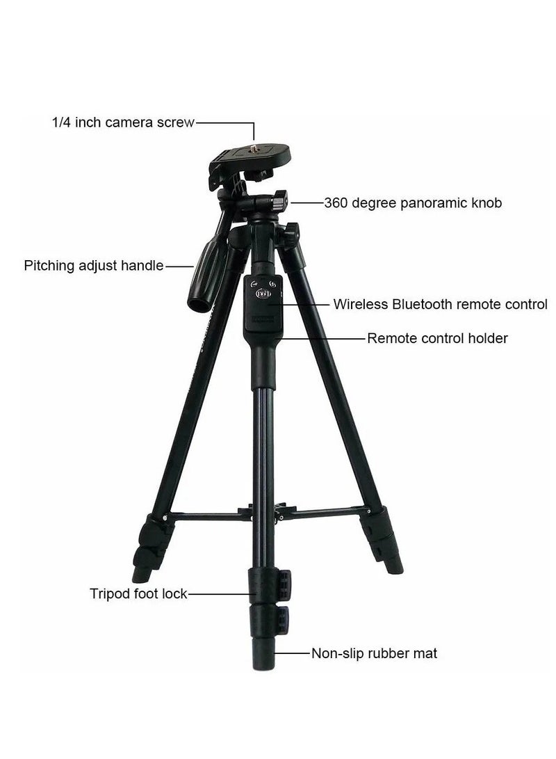 Yunteng VCT-5208 Professional Camera Tripod with Fluid Pan Head and Quick Release Plate, Lightweight Aluminum Alloy, Adjustable Height, Foldable Design