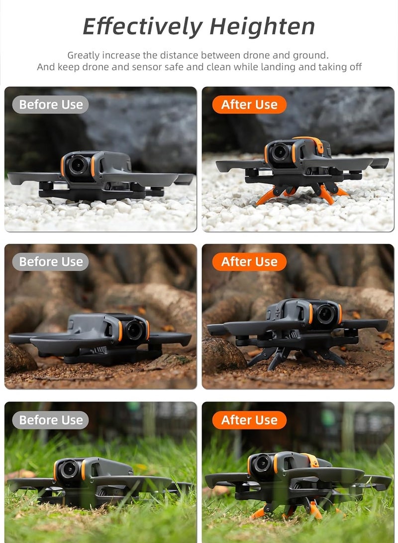 Avata 2 Landing Gear Foldable, Drone Landing Pad, Quick Release Extension Leg for DJI Avata 2 Accessories, Leg Foldable Extended, Height Extension Leg for DJI Avata 2 Drone (Orange)