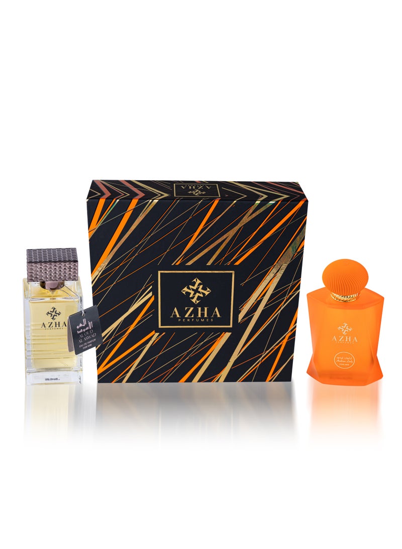 Azha Perfumes - 2Pc Gift Set Al Oud Al Aswad EDP 100 ml for Men + Arabian Lady EDP 100 ml for Women