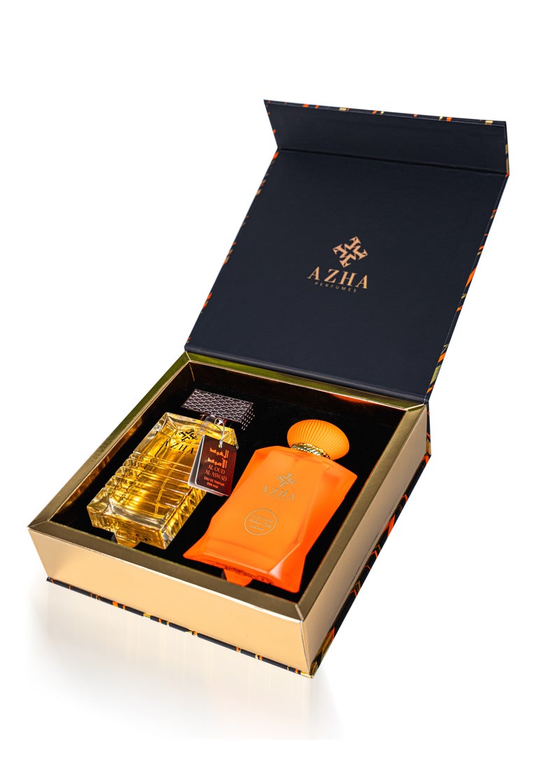 Azha Perfumes - 2Pc Gift Set Al Oud Al Aswad EDP 100 ml for Men + Arabian Lady EDP 100 ml for Women