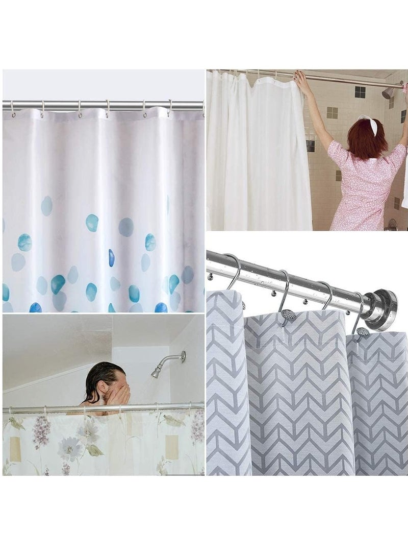 Shower Curtain Rod Adjustable 105-170Cm Extendable Length Telescopic Tension Bar Stainless Steel No Drill Type For Bathroom Shower Bathtub