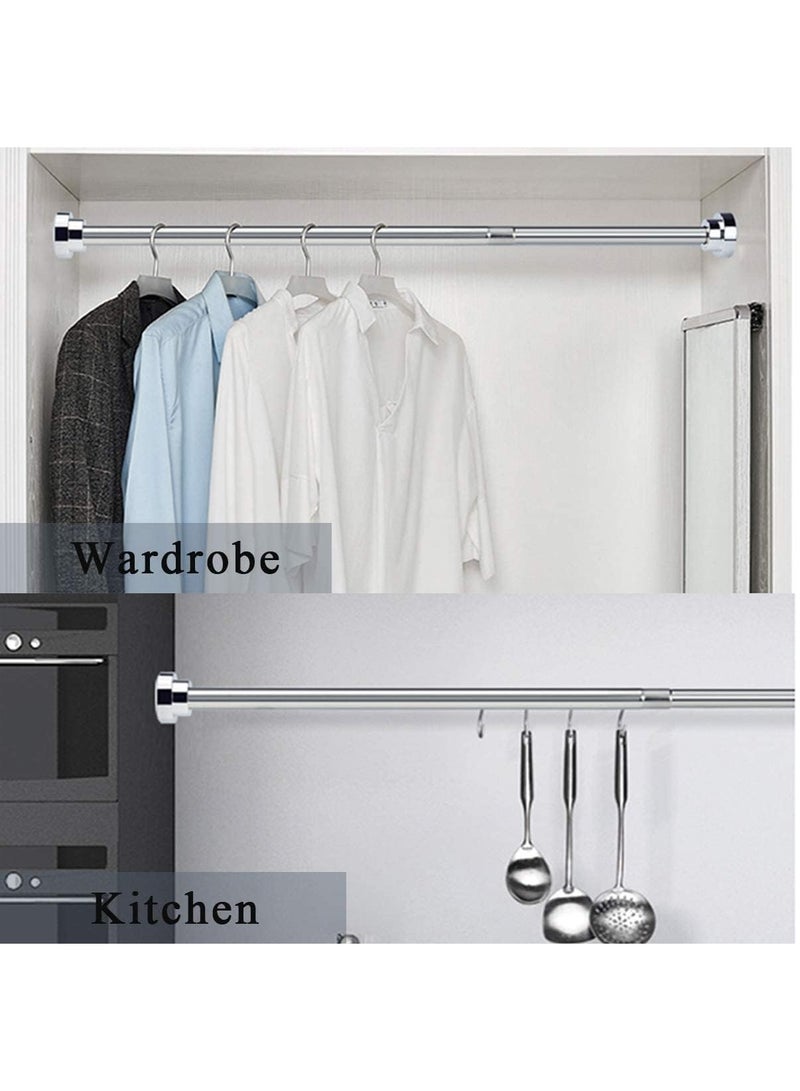 Shower Curtain Rod Adjustable 105-170Cm Extendable Length Telescopic Tension Bar Stainless Steel No Drill Type For Bathroom Shower Bathtub