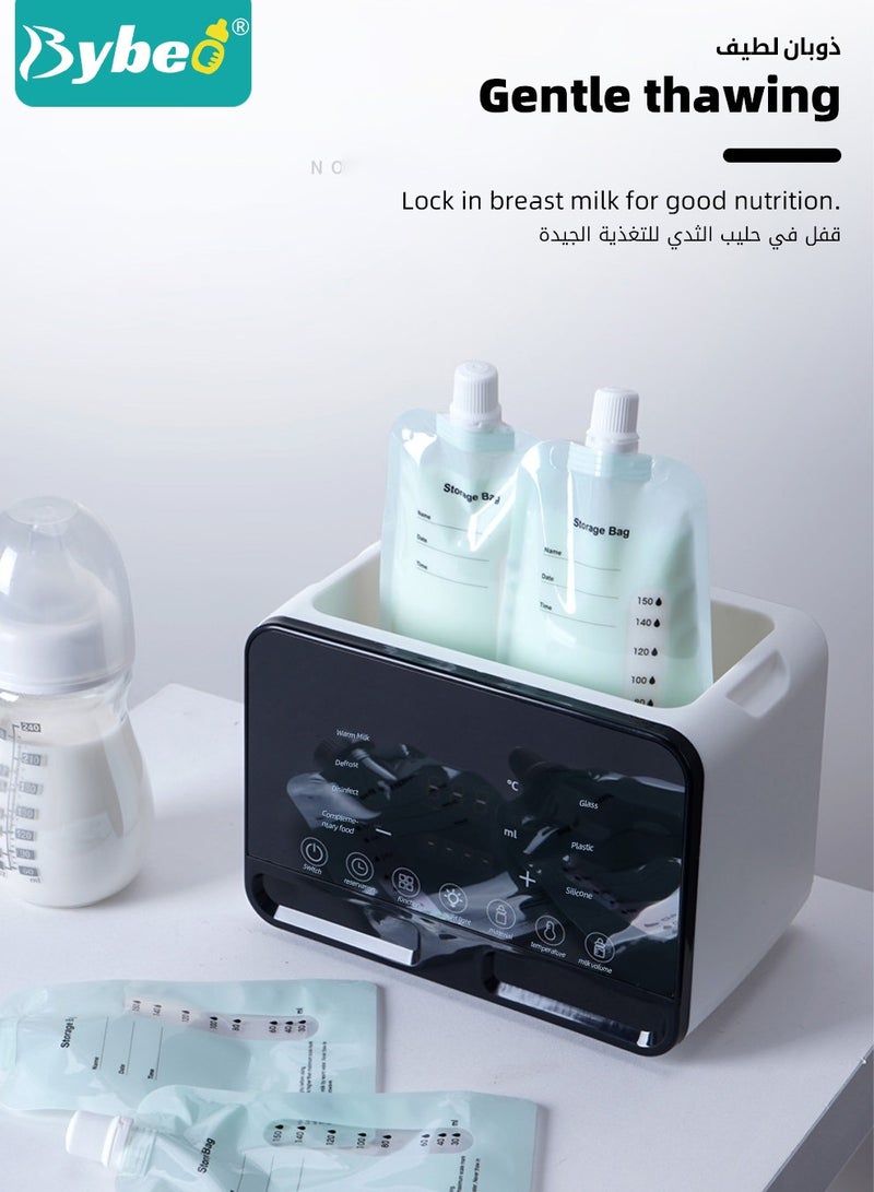 9 In 1 Baby Bottle Warmer & Sterilizer & Electric Baby Food Makerr & Milk Heater Defrost with Timer, Accurate Temperature Control, LCD Display, Night Light, Sterilizing, For Double Bottles Milk Warmer