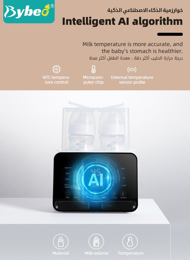 9 In 1 Baby Bottle Warmer & Sterilizer & Electric Baby Food Makerr & Milk Heater Defrost with Timer, Accurate Temperature Control, LCD Display, Night Light, Sterilizing, For Double Bottles Milk Warmer