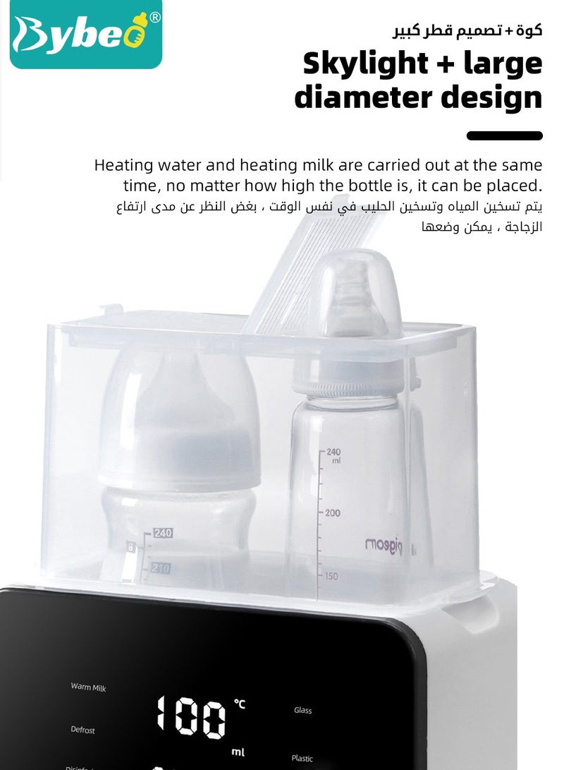 9 In 1 Baby Bottle Warmer & Sterilizer & Electric Baby Food Makerr & Milk Heater Defrost with Timer, Accurate Temperature Control, LCD Display, Night Light, Sterilizing, For Double Bottles Milk Warmer