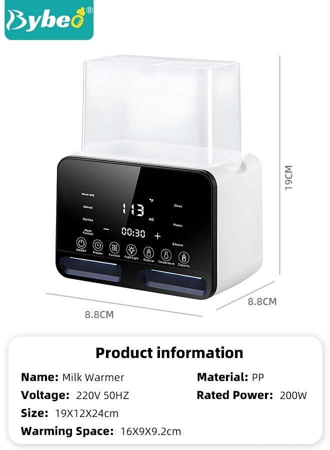 9 In 1 Baby Bottle Warmer & Sterilizer & Electric Baby Food Makerr & Milk Heater Defrost with Timer, Accurate Temperature Control, LCD Display, Night Light, Sterilizing, For Double Bottles Milk Warmer