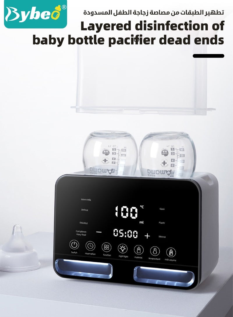 9 In 1 Baby Bottle Warmer & Sterilizer & Electric Baby Food Makerr & Milk Heater Defrost with Timer, Accurate Temperature Control, LCD Display, Night Light, Sterilizing, For Double Bottles Milk Warmer
