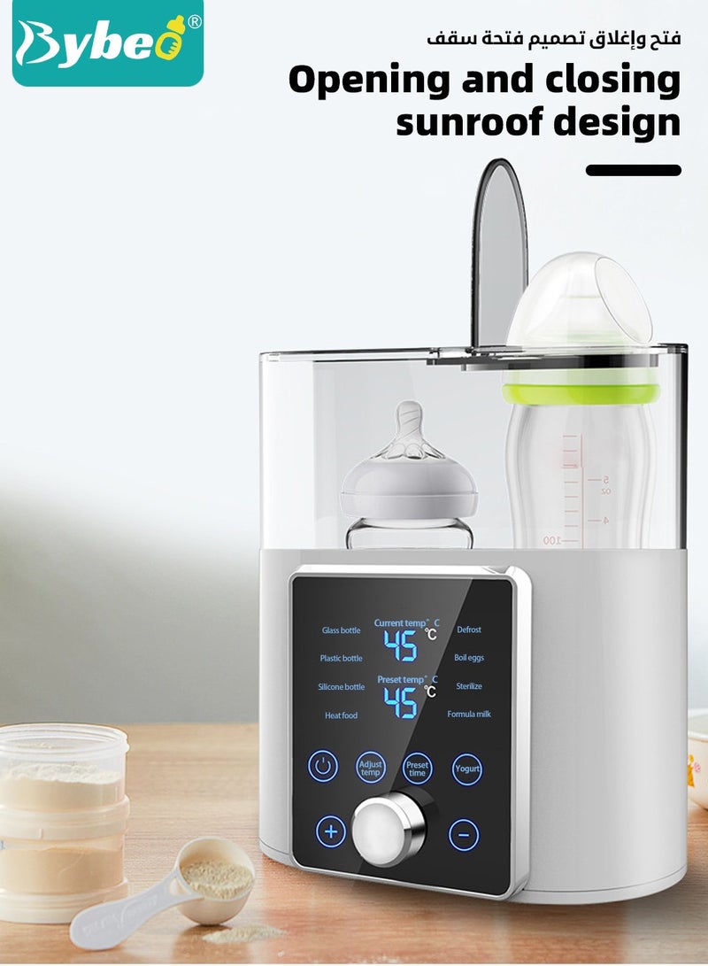 9 In 1 Baby Bottle Warmer & Sterilizer & Electric Baby Food Makerr & Milk Heater Defrost with Timer, Accurate Temperature Control, LCD Display, Night Light, Sterilizing, For Double Bottles Milk Warmer