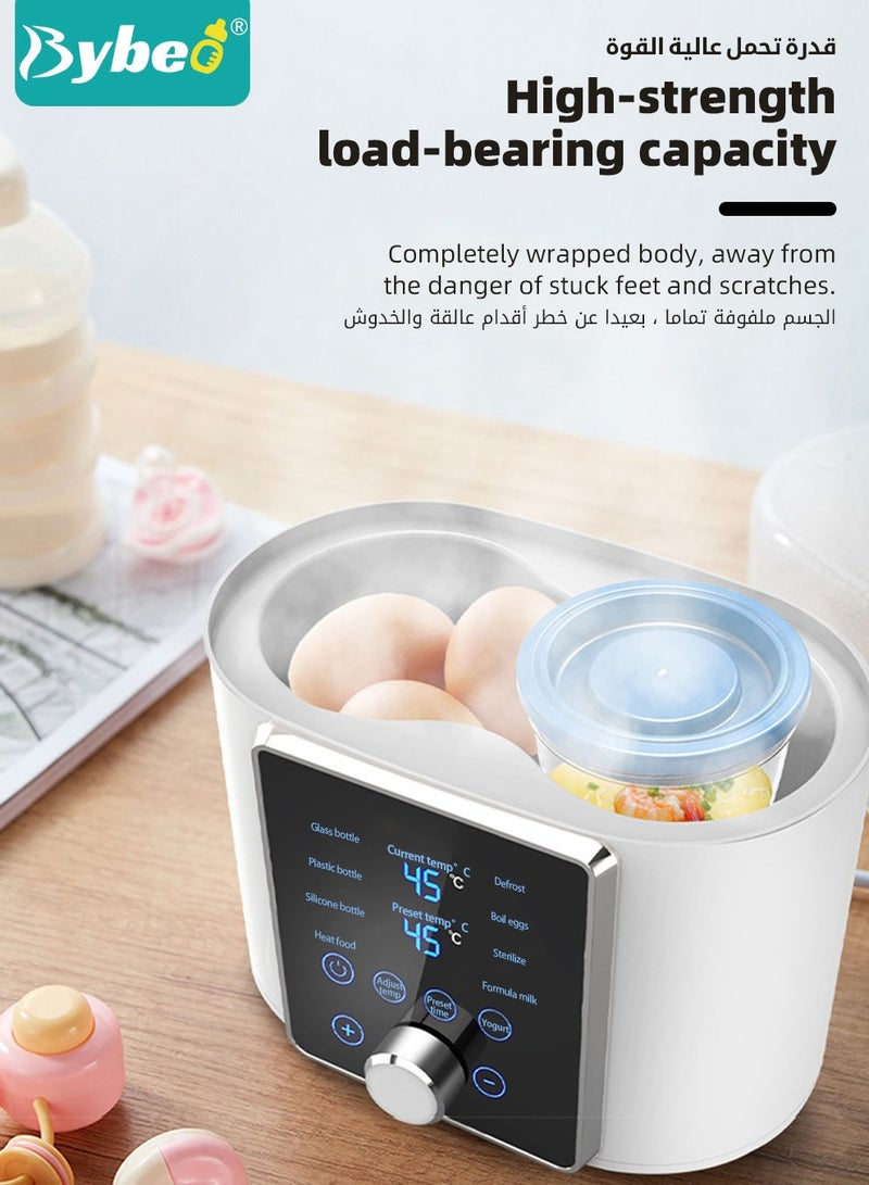 9 In 1 Baby Bottle Warmer & Sterilizer & Electric Baby Food Makerr & Milk Heater Defrost with Timer, Accurate Temperature Control, LCD Display, Night Light, Sterilizing, For Double Bottles Milk Warmer