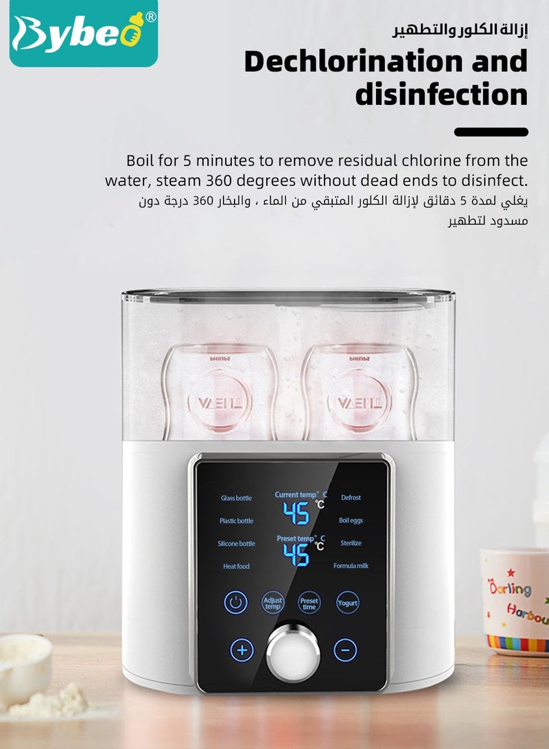 9 In 1 Baby Bottle Warmer & Sterilizer & Electric Baby Food Makerr & Milk Heater Defrost with Timer, Accurate Temperature Control, LCD Display, Night Light, Sterilizing, For Double Bottles Milk Warmer