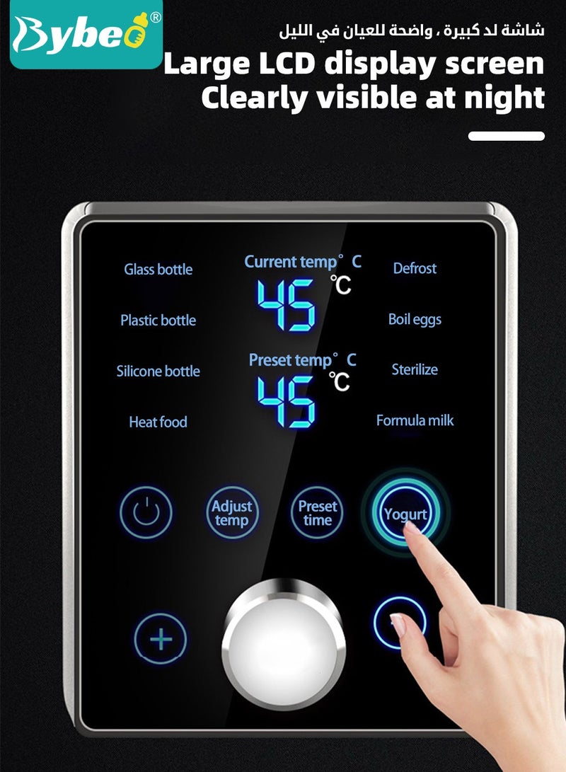 9 In 1 Baby Bottle Warmer & Sterilizer & Electric Baby Food Makerr & Milk Heater Defrost with Timer, Accurate Temperature Control, LCD Display, Night Light, Sterilizing, For Double Bottles Milk Warmer