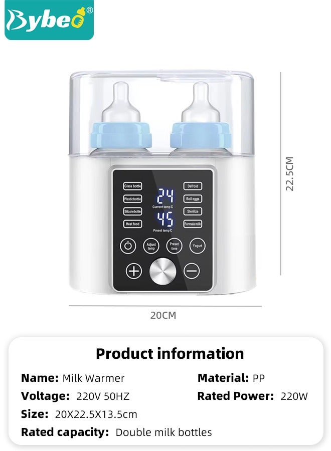 9 In 1 Baby Bottle Warmer & Sterilizer & Electric Baby Food Makerr & Milk Heater Defrost with Timer, Accurate Temperature Control, LCD Display, Night Light, Sterilizing, For Double Bottles Milk Warmer
