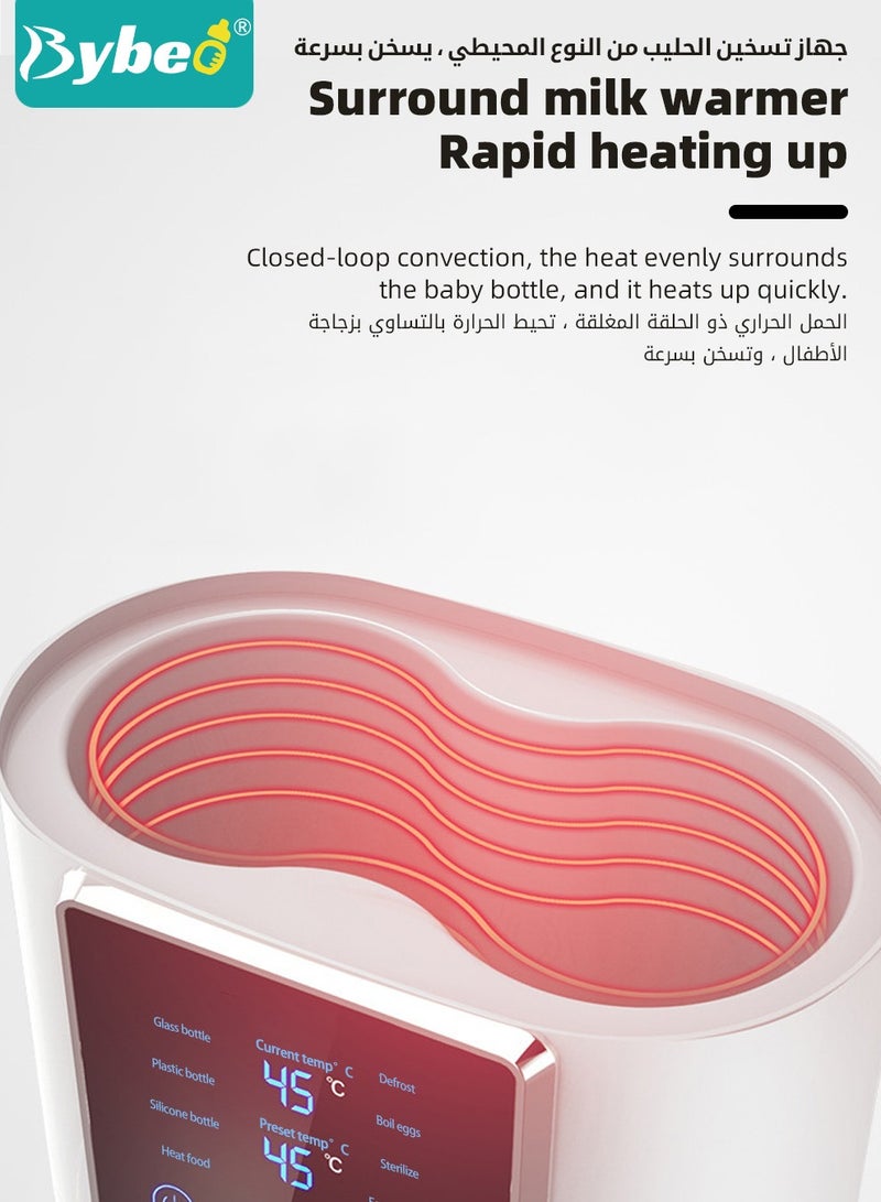 9 In 1 Baby Bottle Warmer & Sterilizer & Electric Baby Food Makerr & Milk Heater Defrost with Timer, Accurate Temperature Control, LCD Display, Night Light, Sterilizing, For Double Bottles Milk Warmer