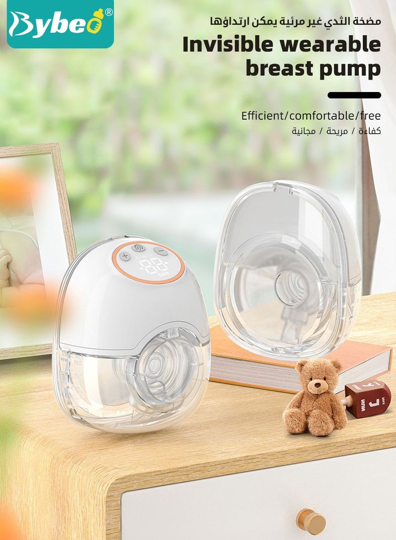 Wearable Breast Pump with 30 PCS Breastmilk Storage Bags, Hands-Free Electric Breast Pump, Portable and Wireless Breast Pump with 4 Modes & 12 Levels, LCD Display, Low Noise