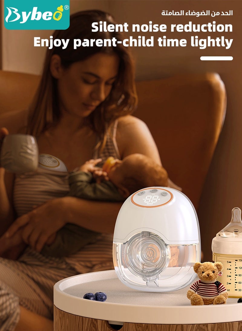 Wearable Breast Pump with 30 PCS Breastmilk Storage Bags, Hands-Free Electric Breast Pump, Portable and Wireless Breast Pump with 4 Modes & 12 Levels, LCD Display, Low Noise