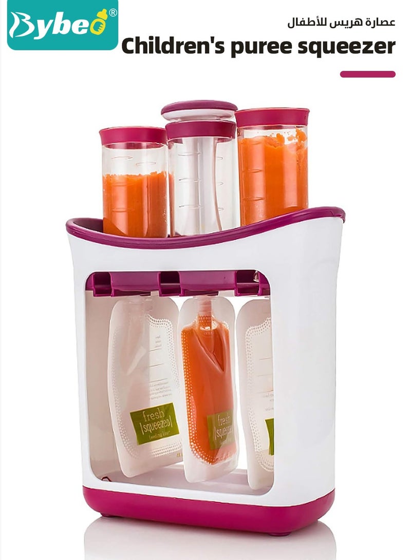 Squeeze Station Food maker With 10 Reusable Bags, 3 Dispensers Squeeze Station For Homemade Baby Food, Pouch Filling Station For Puree Food For Babies&Toddlers, Dishwasher Safe, BPA-Free