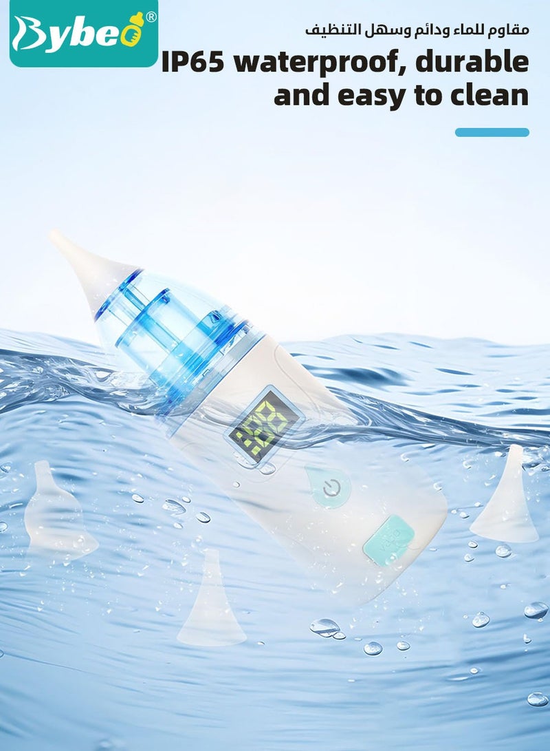 2 In 1 Baby Nasal Aspirator And Nose washer, Waterproof Electric Baby Nose Sucker with 3 Silicone Tips, Infant Electric Nose Aspirator with Anti-Backflow Design, Portable Silent Toddler Noses Cleaner