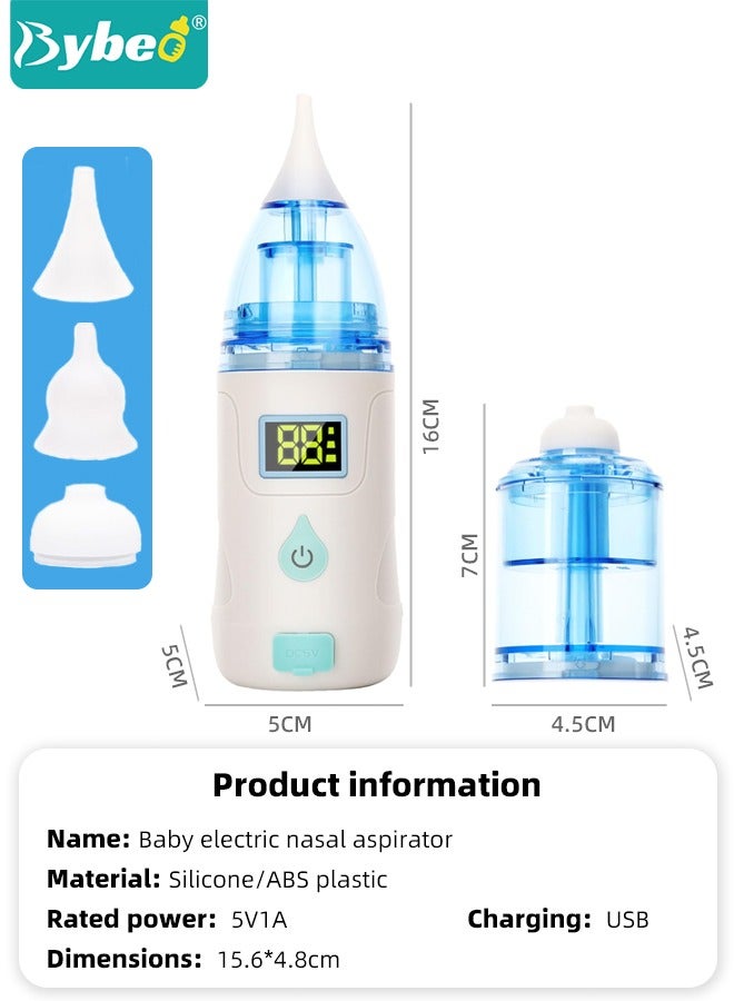 2 In 1 Baby Nasal Aspirator And Nose washer, Waterproof Electric Baby Nose Sucker with 3 Silicone Tips, Infant Electric Nose Aspirator with Anti-Backflow Design, Portable Silent Toddler Noses Cleaner