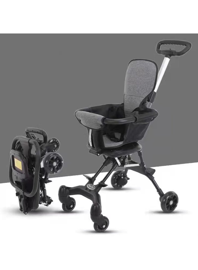 Lightweight Child Pushchair with Reversible Toddler Seat - Travel Pushchair for Children Aged 1-3 Years - Compact Pushchair for Travelling - Foldable, Sturdy and Safe - Black