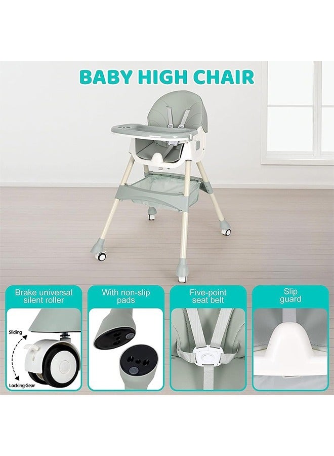 Baby High Chair, Dining Tray And Backrest With Height Adjustable