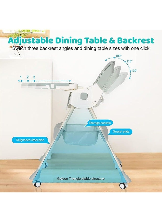 Baby High Chair, Dining Tray And Backrest With Height Adjustable