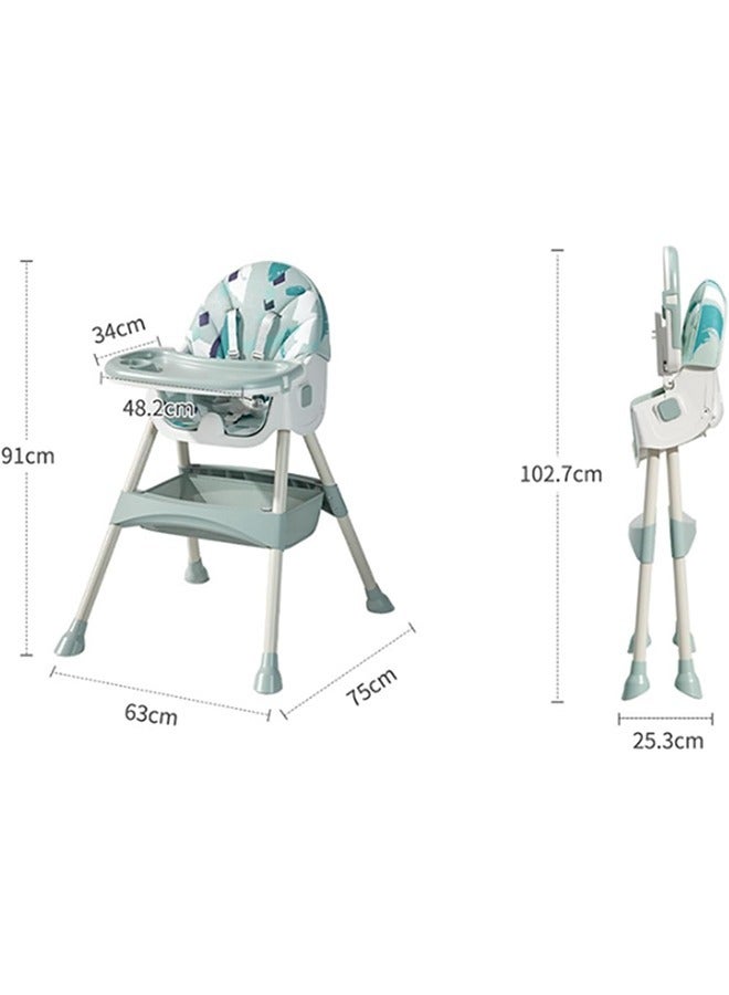 Baby High Chair, Dining Tray And Backrest With Height Adjustable