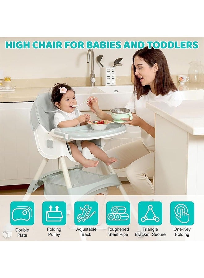 Baby High Chair, Dining Tray And Backrest With Height Adjustable