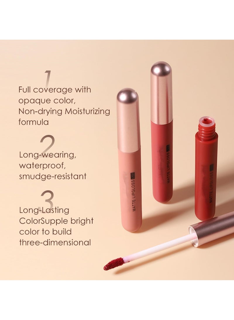 SYOSI 6 Pcs Nude Liquid Lipstick Set, Velvet Matte Liquid Lipstick, Waterproof Long Lasting Not Fade Lipstick, High Pigment Non-Stick Cup Liquid Lipstick, Nude Lips Tint Set for Women