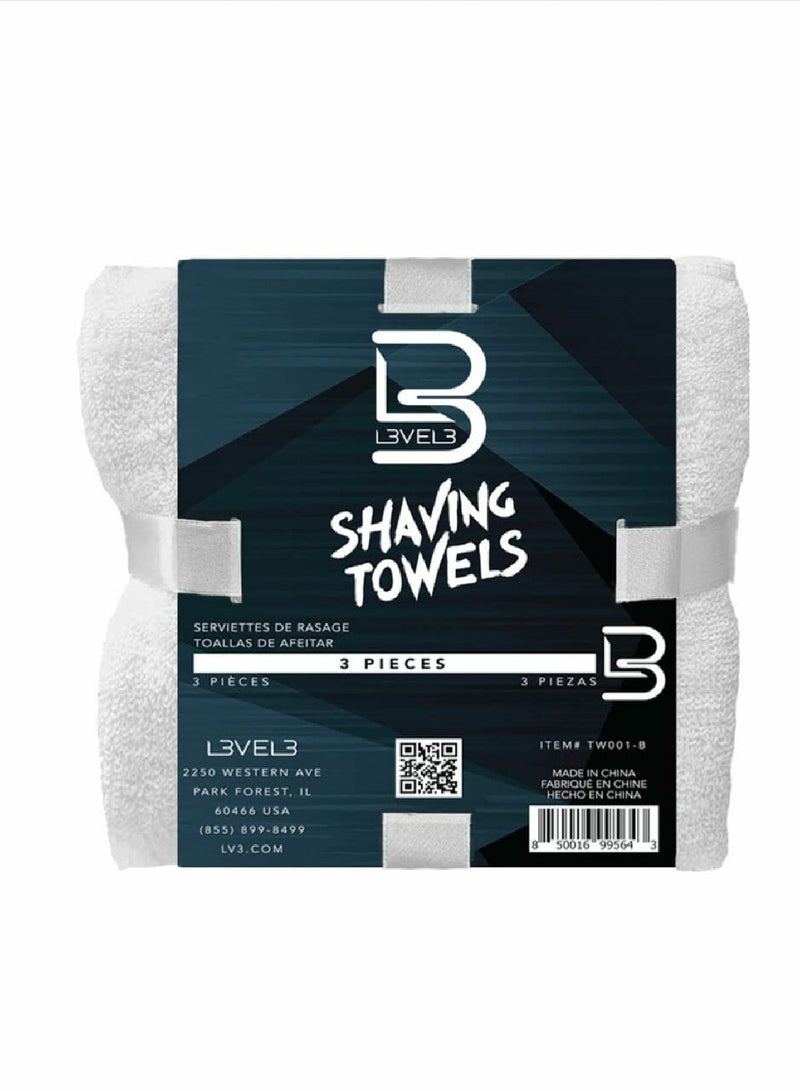Level 3 Face Towels - Barber and Salon Hair Stylist White Cotton Cloth - Soft, Light and Absorbent White
