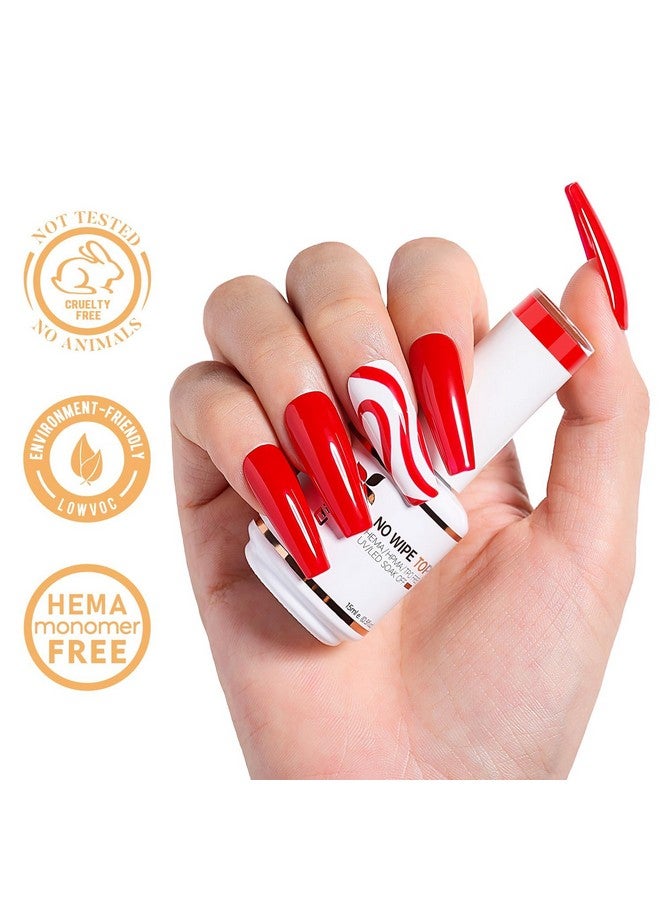 No Wipe Gel Top Coat And Base Coat Set 2 Pcs 15Ml Gel Nail Polish Soak Off Led Nail Lamp Gel Base Top Coat Shine Finish And Long Lasting Nail Art