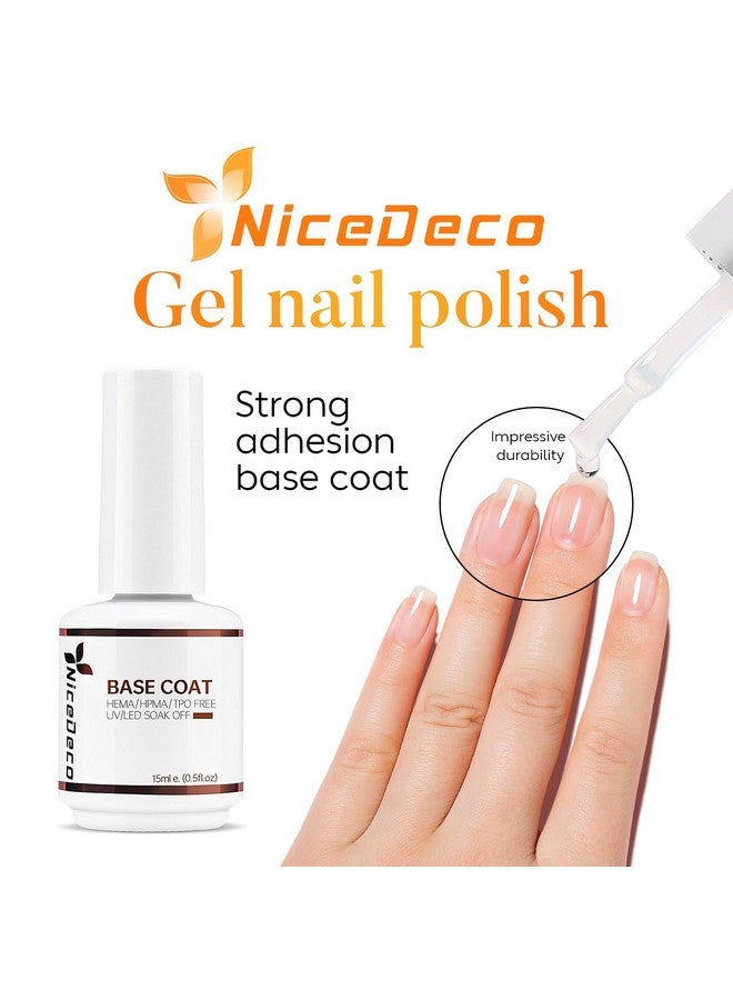 No Wipe Gel Top Coat And Base Coat Set 2 Pcs 15Ml Gel Nail Polish Soak Off Led Nail Lamp Gel Base Top Coat Shine Finish And Long Lasting Nail Art