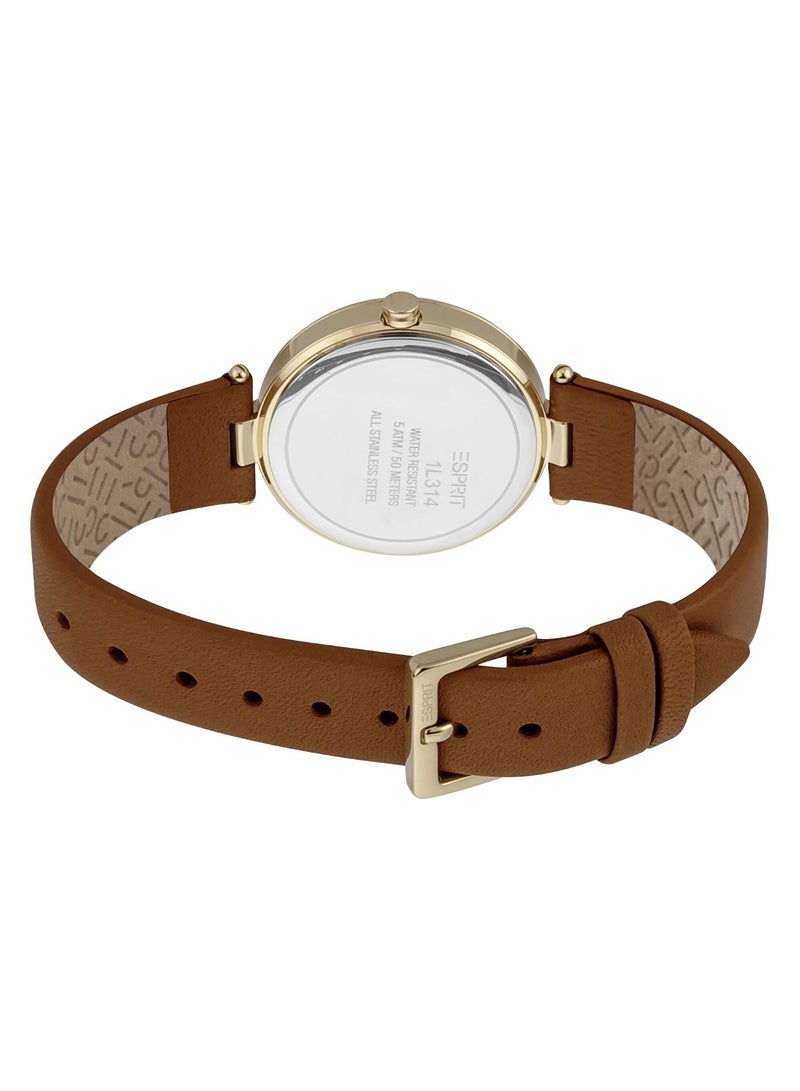 Esprit Stainless Steel Analog Women's Watch With Brown Leather Band ES1L314L0025