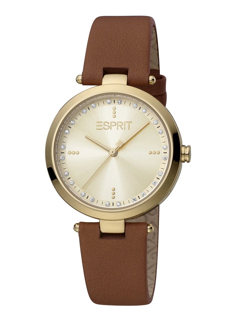 Esprit Stainless Steel Analog Women's Watch With Brown Leather Band ES1L314L0025