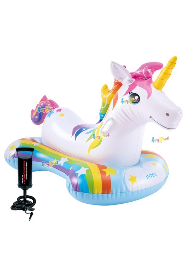 Magical Unicorn Ride-On Inflatable Pool FloatMagical Unicorn Ride-On Inflatable Pool Float With Double Quick I Air Pump