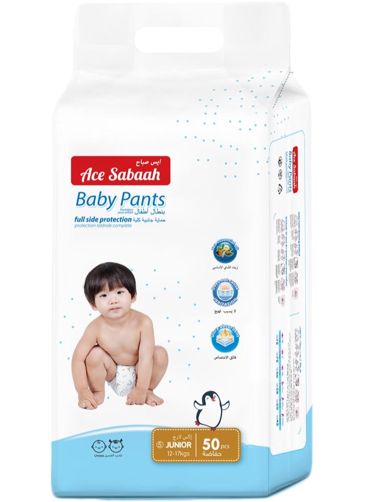 Ace Sabaah Baby Diaper Pants, Size 5, Junior 12-17kg, 50pcs