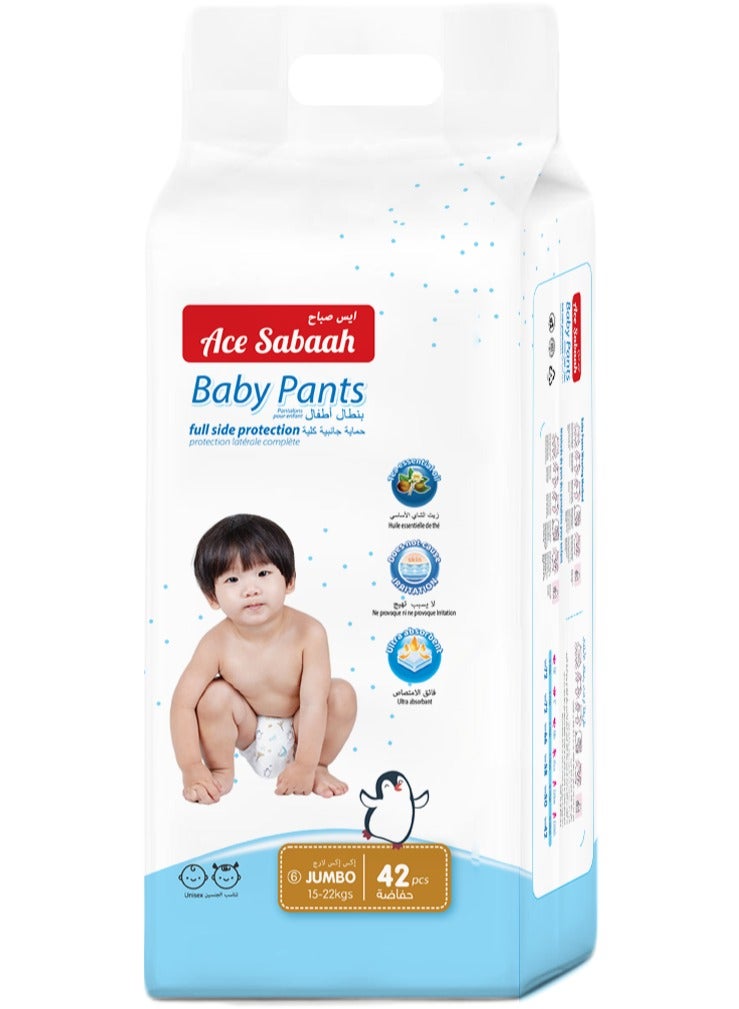 Ace Sabaah Baby Diaper Pants, Size 6, Jumbo 15-22kg, 42pcs
