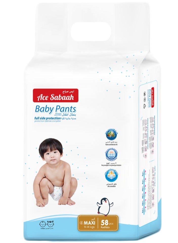 Ace Sabaah Baby Diaper Pants, Size 4, Maxi 9-14kg, 58pcs