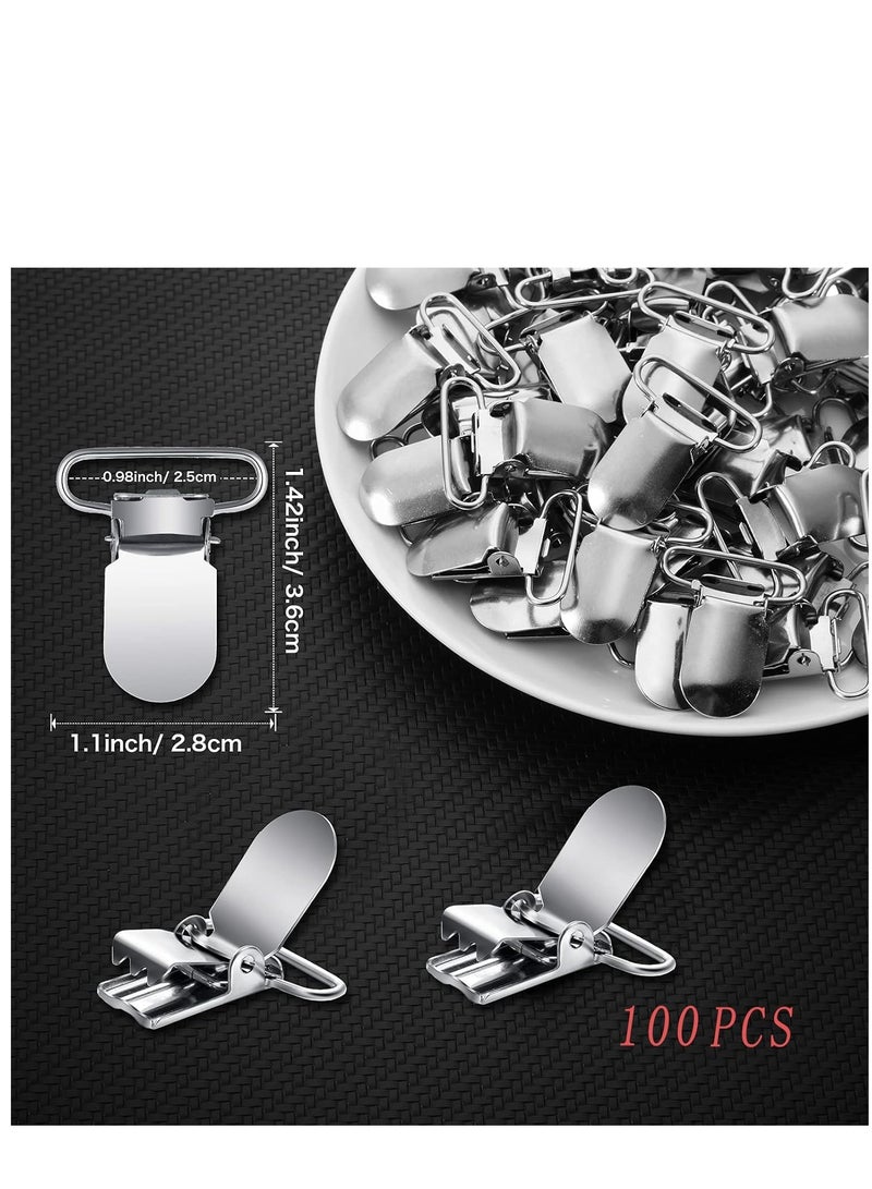 Metal Pacifier Suspender Clips Straps Holder Fasteners Clips Baby Pacifier Suspender Snap Heavy Duty Fasteners Clips for Making Pacifier Holders Bib Bed Sheet Fasteners Toy Clip