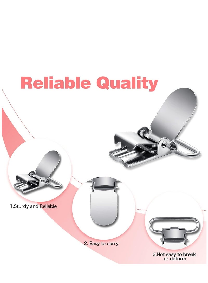 Metal Pacifier Suspender Clips Straps Holder Fasteners Clips Baby Pacifier Suspender Snap Heavy Duty Fasteners Clips for Making Pacifier Holders Bib Bed Sheet Fasteners Toy Clip