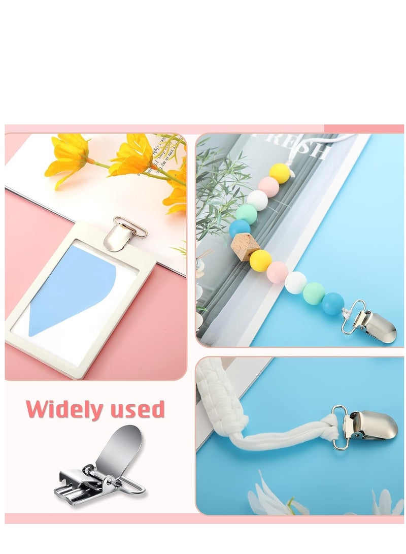 Metal Pacifier Suspender Clips Straps Holder Fasteners Clips Baby Pacifier Suspender Snap Heavy Duty Fasteners Clips for Making Pacifier Holders Bib Bed Sheet Fasteners Toy Clip