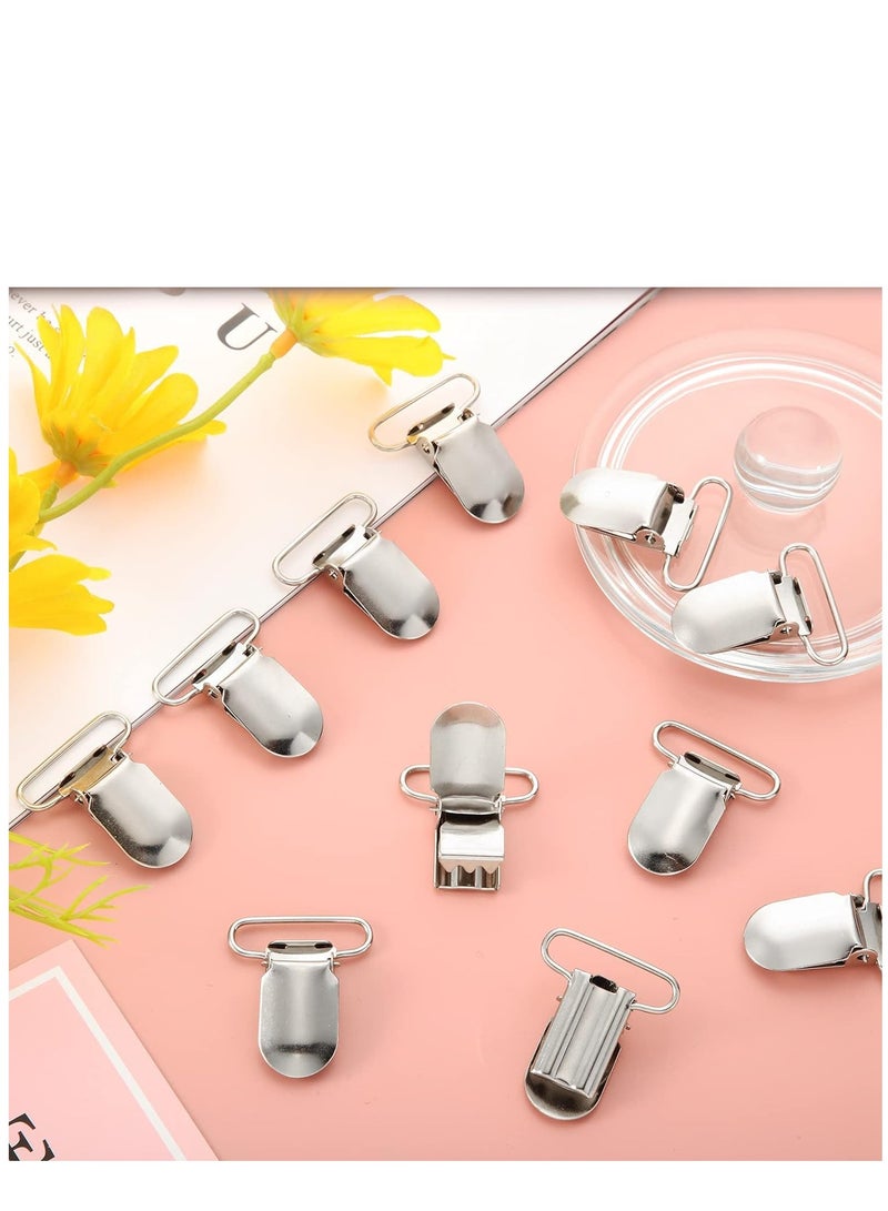 Metal Pacifier Suspender Clips Straps Holder Fasteners Clips Baby Pacifier Suspender Snap Heavy Duty Fasteners Clips for Making Pacifier Holders Bib Bed Sheet Fasteners Toy Clip