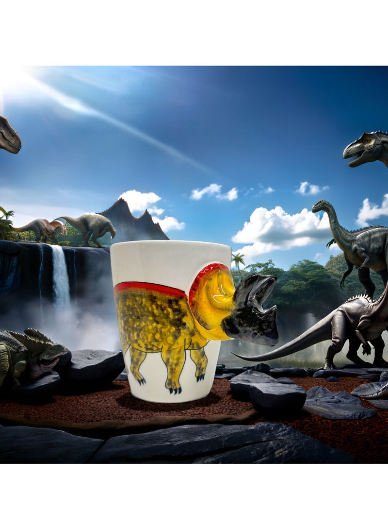 3D Triceratops Dinosaur Mug – Fun Ceramic Coffee Cup with Sculpted Handle