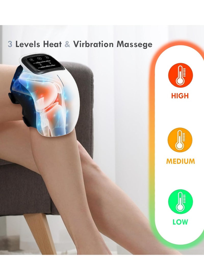 Portable Knee Massager with Heat and Vibration Smart Hot Compress Knee Relaxing Massager LED Screen Kneecap Treasure Laser Infrared Elbow Shoulder Massager Relive Joint Pain Stiffness