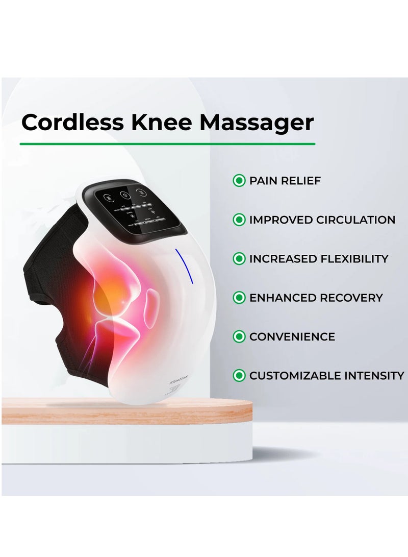 Portable Knee Massager with Heat and Vibration Smart Hot Compress Knee Relaxing Massager LED Screen Kneecap Treasure Laser Infrared Elbow Shoulder Massager Relive Joint Pain Stiffness