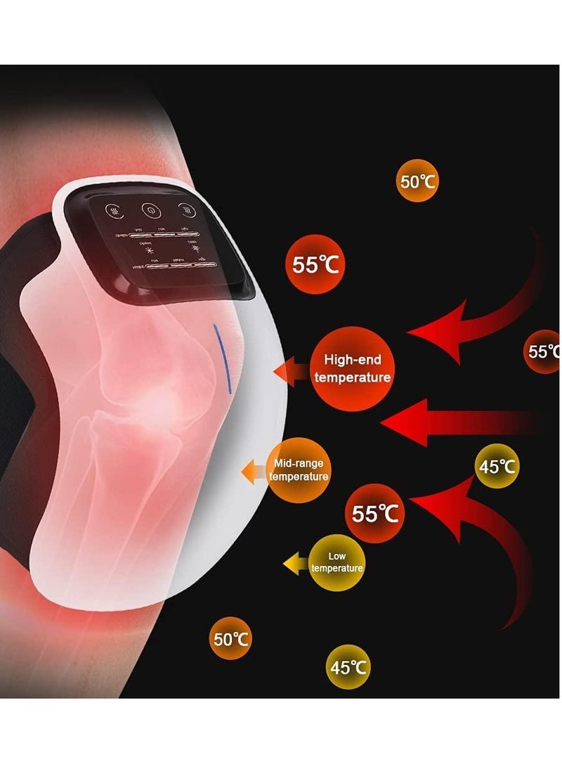 Portable Knee Massager with Heat and Vibration Smart Hot Compress Knee Relaxing Massager LED Screen Kneecap Treasure Laser Infrared Elbow Shoulder Massager Relive Joint Pain Stiffness