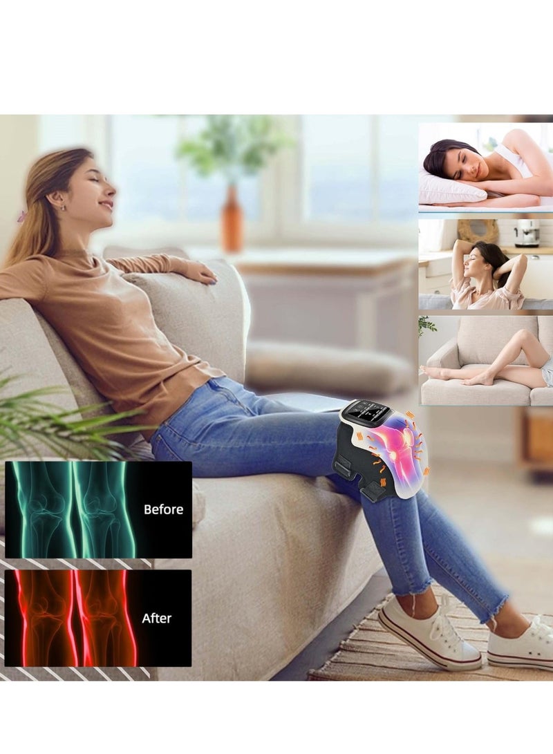 Portable Knee Massager with Heat and Vibration Smart Hot Compress Knee Relaxing Massager LED Screen Kneecap Treasure Laser Infrared Elbow Shoulder Massager Relive Joint Pain Stiffness