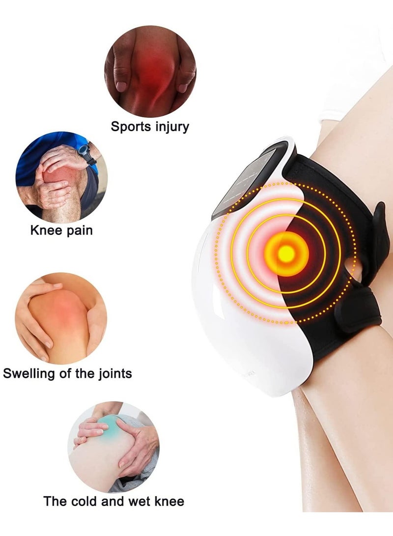 Portable Knee Massager with Heat and Vibration Smart Hot Compress Knee Relaxing Massager LED Screen Kneecap Treasure Laser Infrared Elbow Shoulder Massager Relive Joint Pain Stiffness