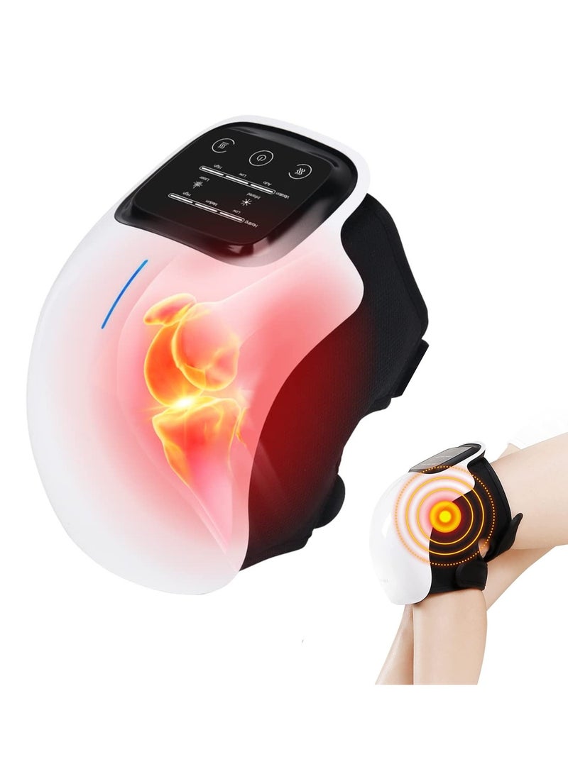 Portable Knee Massager with Heat and Vibration Smart Hot Compress Knee Relaxing Massager LED Screen Kneecap Treasure Laser Infrared Elbow Shoulder Massager Relive Joint Pain Stiffness