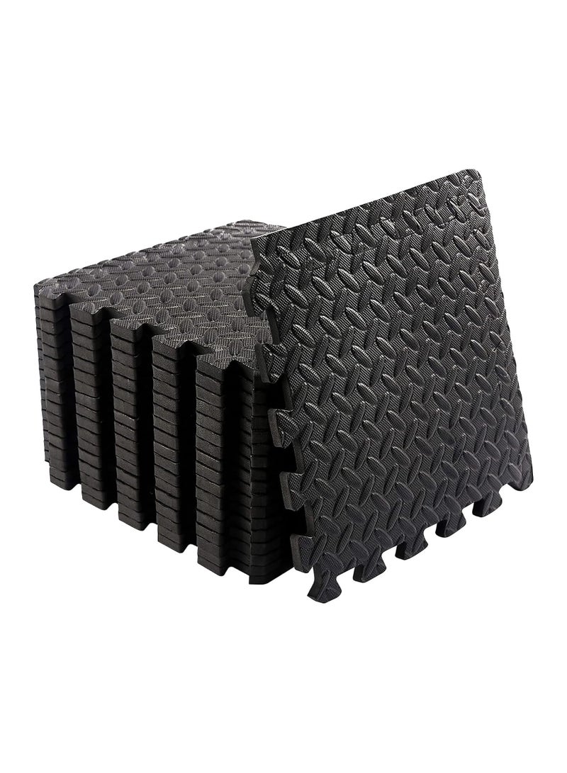 Exercise Floor Mats Pack of 12 ，dimension 12 x 12- EVA Foam Mats with Interlocking Floor Tiles - Exercise underpads for home and fitness equipment(Black)