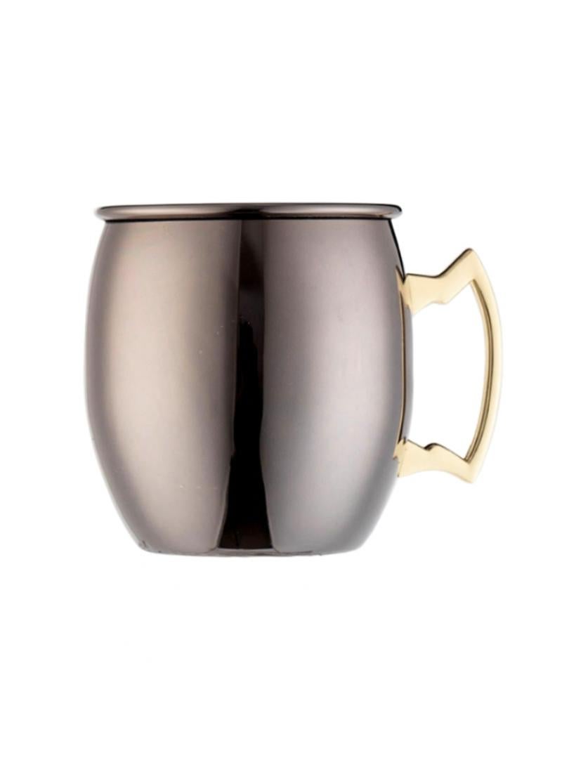1-Pieces Moscow Mule Cup Stainless Steel Copper Hammered Cups Ice Drinking Cup Black/Gold 530ml